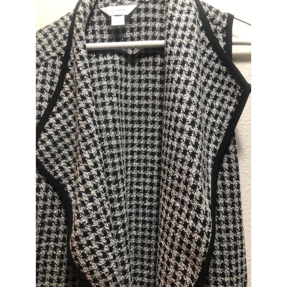 CJ Banks X (14) - Sleeveless Vest/Sweater Open Front Cardigan - Drapes Black & - Picture 4 of 12